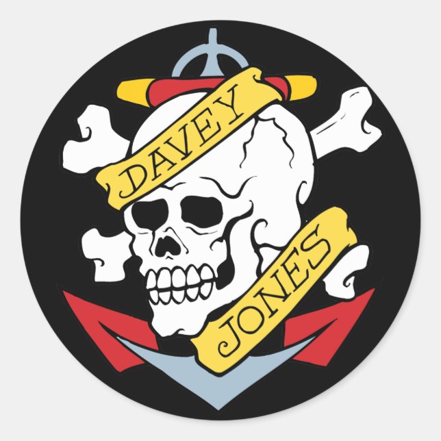 Davey Jones Tattoo Classic Round Sticker (Front)