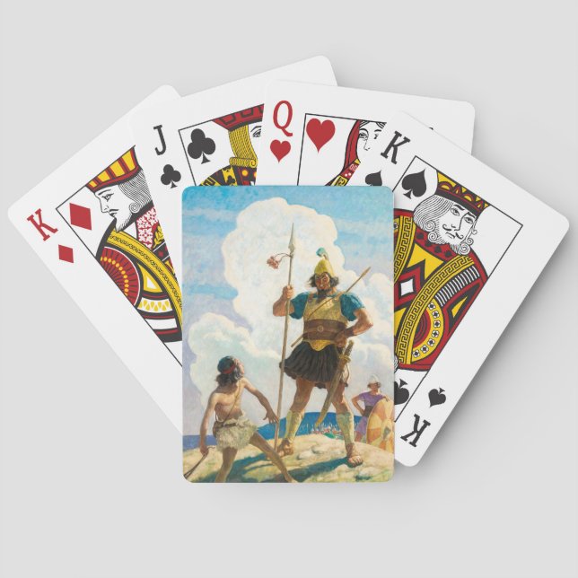 David and Goliath, 1940 by Newell Convers Wyeth Playing Cards (Back)