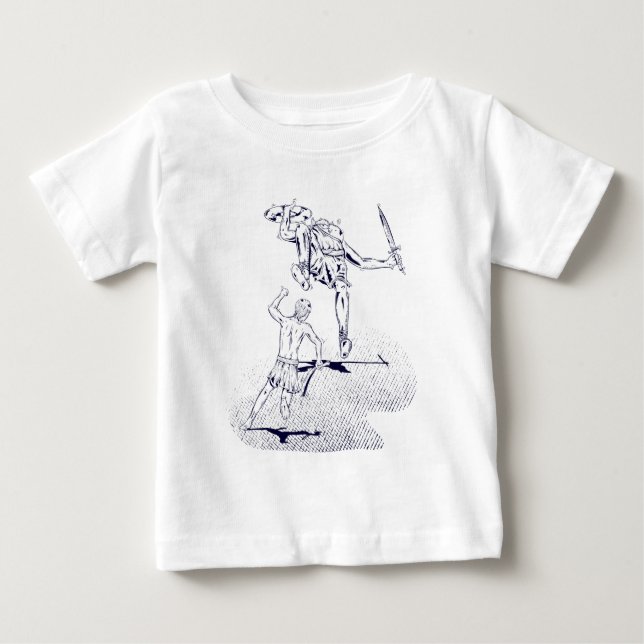 David and Goliath Bible Story Baby T-Shirt (Front)