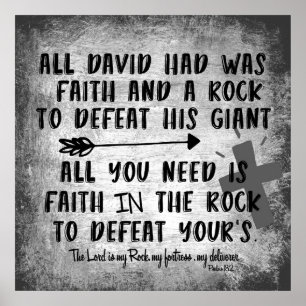 David and Rock Quote with Bible Verse Poster