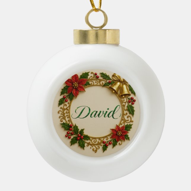 David Christmas Ornament – Personalized Gift Ball (Front)