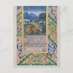 David defending his father's sheep against a postcard