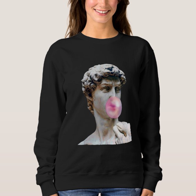 David Michelangelo Chewing Bubble Gum Statue Man W Sweatshirt (Front)