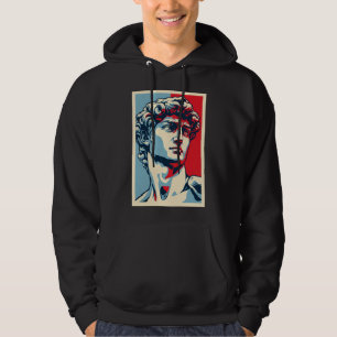 David Michelangelo in Pop Art: Blue-Red Portrait Hoodie
