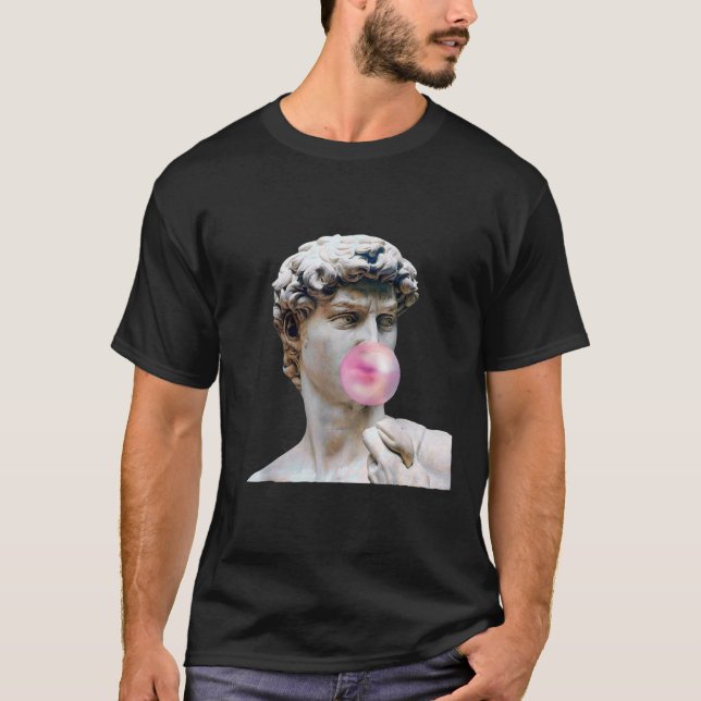 David Michelangelo with Chewing Gum Statue Art Man T-Shirt (Front)