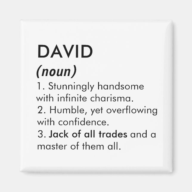 David name, Editable name, Custom name Magnet (Front)