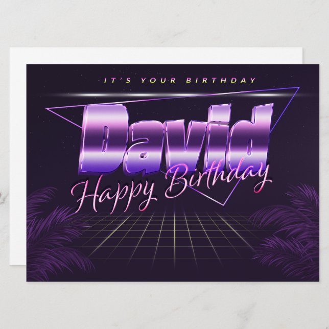 David Name First Name pura retro card Birthday (Front/Back)