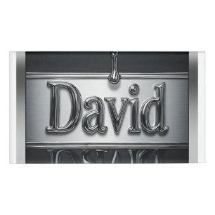 David Name In Liquid Metal Chrome Tag