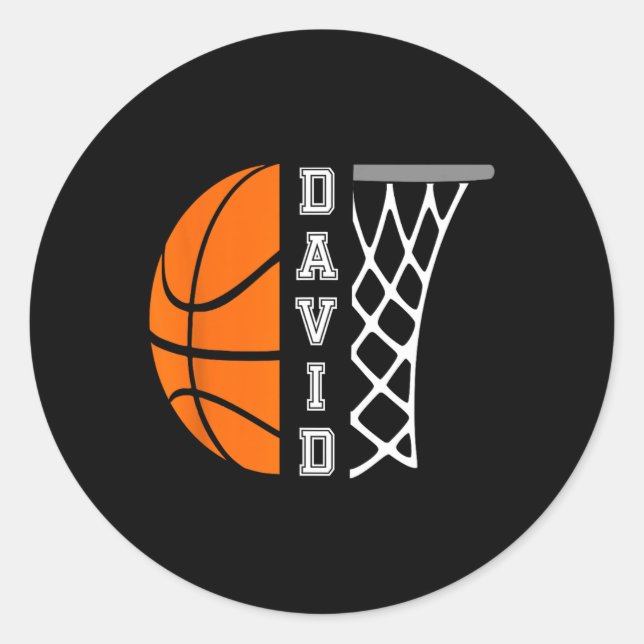 David Name Personalised Basketball Player Graphic  Classic Round Sticker (Front)