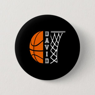 David Name Personalised Bysketbyll Player Graphic 6 Cm Round Badge