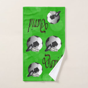David Name With Soccer Balls, Hand Towel