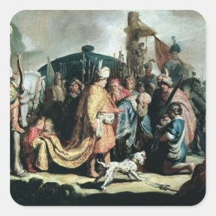 David Offering the Head of Goliath to King Saul Square Sticker