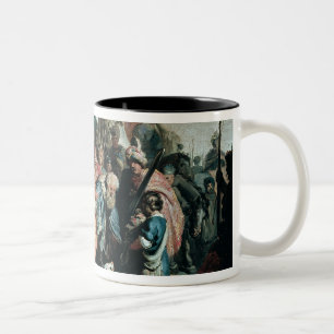 David Offering the Head of Goliath to King Saul Two-Tone Coffee Mug