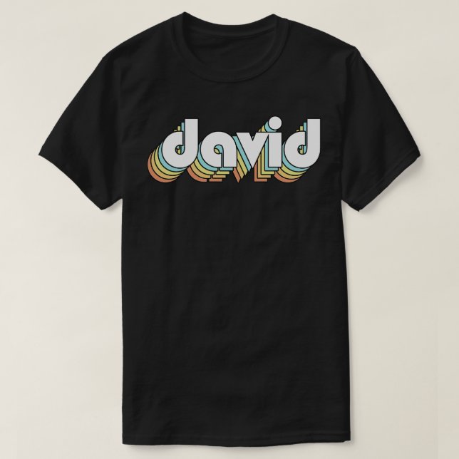 David Retro Rainbow Typography Faded Style T-Shirt (Design Front)
