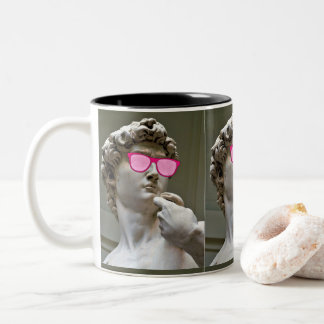 David wears rose coloured glasses Two-Tone coffee mug