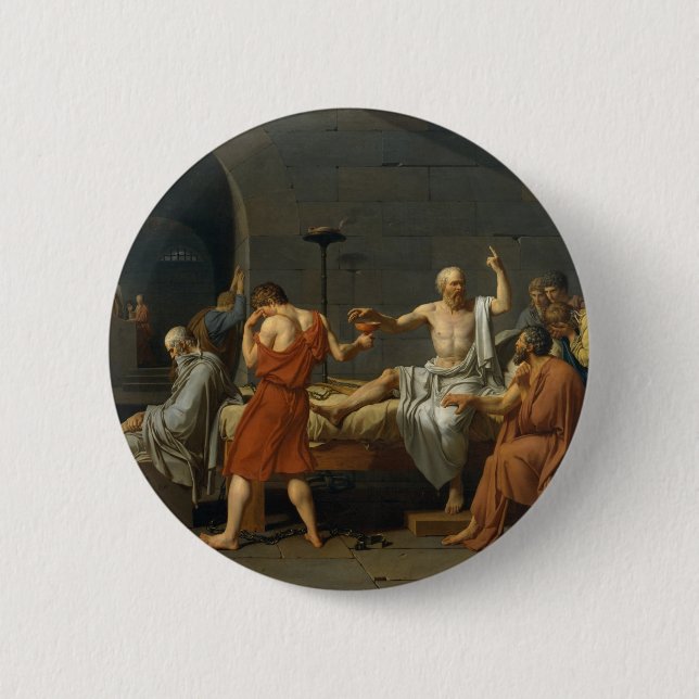 David's Death of Socrates 6 Cm Round Badge (Front)