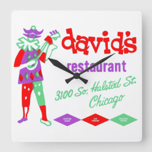 David's Restaurant, Bridgeport Chicago, IL Square Wall Clock