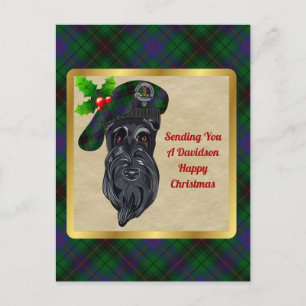 Davidson Clan Badge & Tartan Christmas Postcard