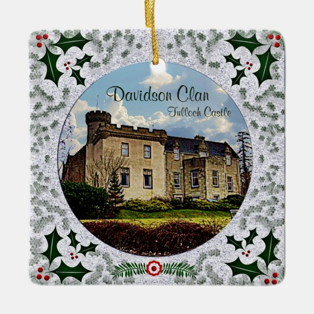 Davidson Clan Castle Tartan Ceramic Ornament (Front)