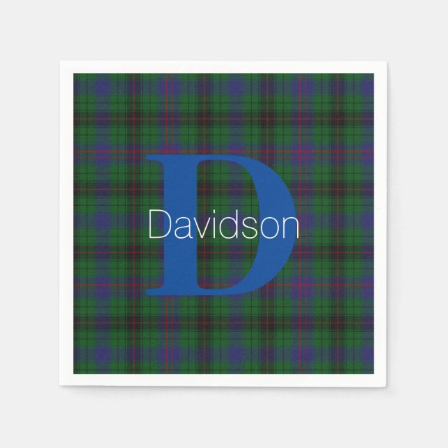 Davidson Clan Plaid Monogram Paper Napkins (Front)