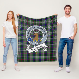 Davidson of Tulloch Dress Clan Badge Tartan Plaid Fleece Blanket