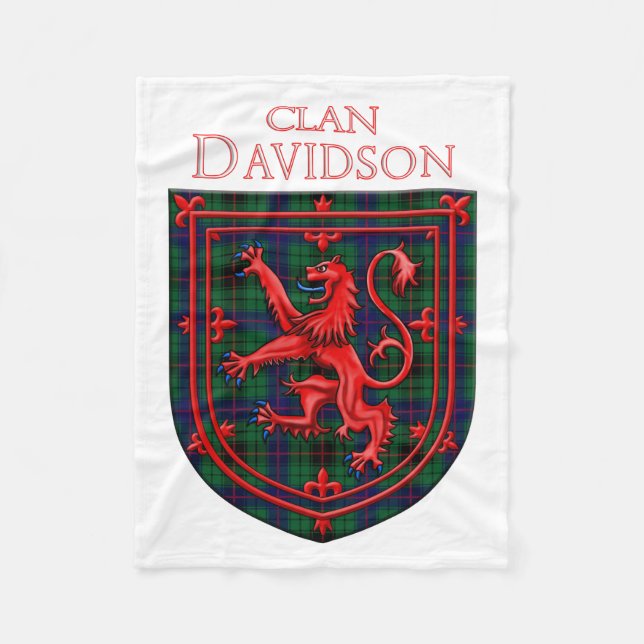 Davidson Tartan Scottish Plaid Lion Rampant Fleece Blanket (Front)