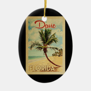 Davie Palm Tree Vintage Travel Ceramic Ornament