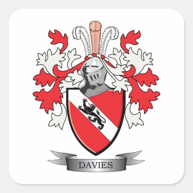 Davies Family Crest Coat of Arms Square Sticker (Front)
