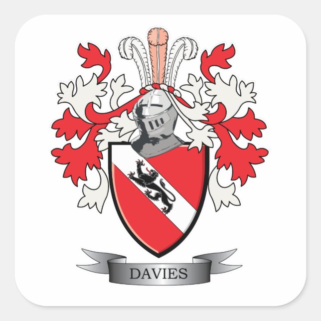 Davies Family Crest Coat of Arms Square Sticker (Front)