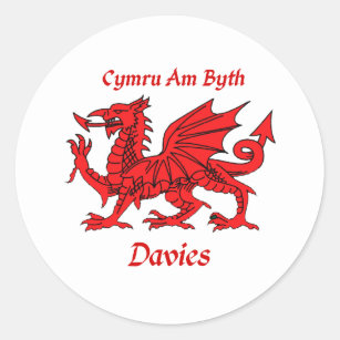 Davies Welsh Dragon Classic Round Sticker