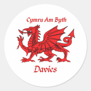 Davies Welsh Dragon Classic Round Sticker