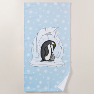 Davin and Annie the Penguins Beach Towel