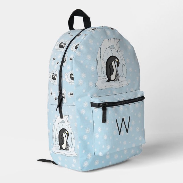 Davin and Annie the Penguins Printed Backpack (Back Corner Left)