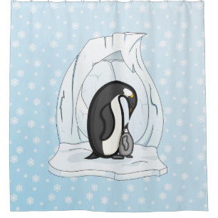Davin and Annie the Penguins Shower Curtain