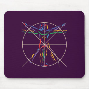 DaVinci Anatomy Man in Chakra Colors Mouse Pad