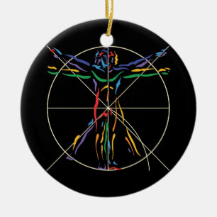 DaVinci Anatomy Man in Chakra Colours Ceramic Tree Decoration