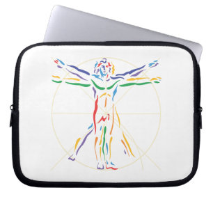 DaVinci Anatomy Man in Chakra Colours Laptop Sleeve