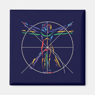 DaVinci Anatomy Man in Chakra Colours Magnet
