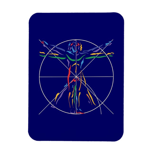 DaVinci Anatomy Man in Chakra Colours Magnet (Vertical)