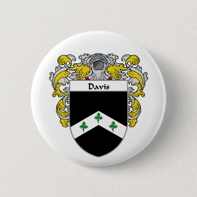 Davis Coat of Arms (Mantled) 6 Cm Round Badge (Front)