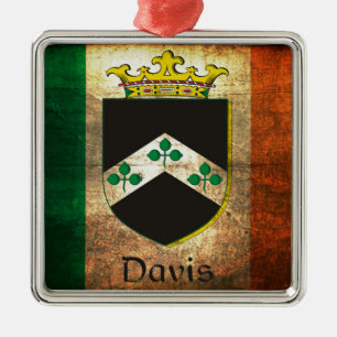 Davis Crest Irish Flag Metal Tree Decoration