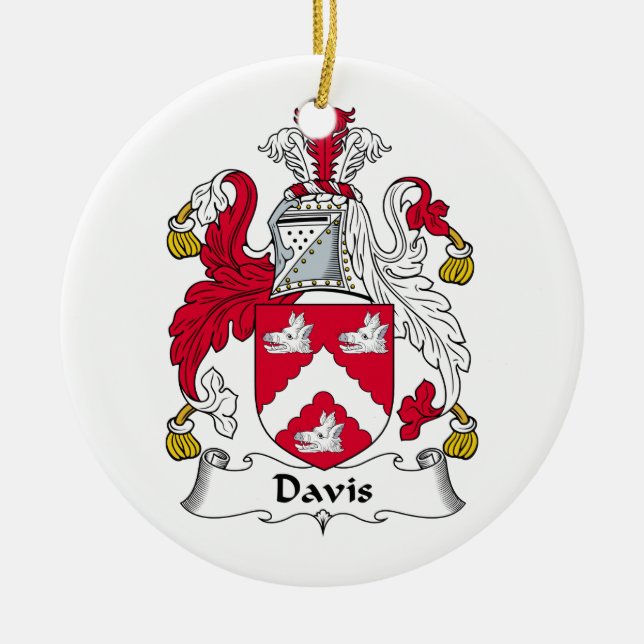 Davis Family Crest Ceramic Tree Decoration (Front)