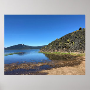 Davis Lake with Lava Rocks, OR Poster
