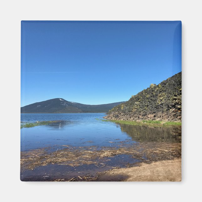 Davis Lake with Lava Rocks, Oregon Magnet (Front)