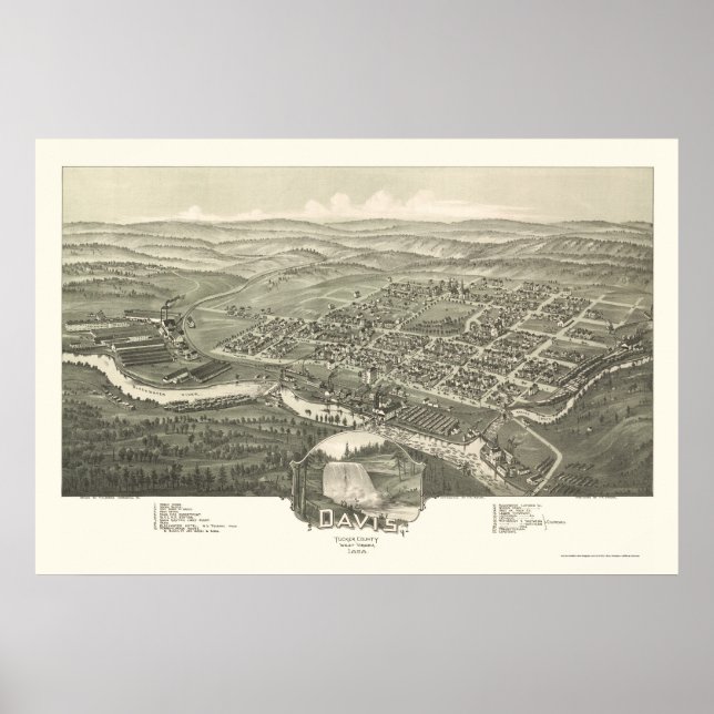 Davis, WV Panoramic Map - 1898 Poster (Front)