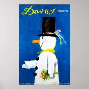 Davos Parsenn Switzerland Vintage Travel Poster