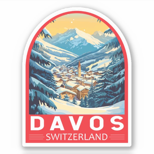 Davos Switzerland Travel Art Emblem (Front)