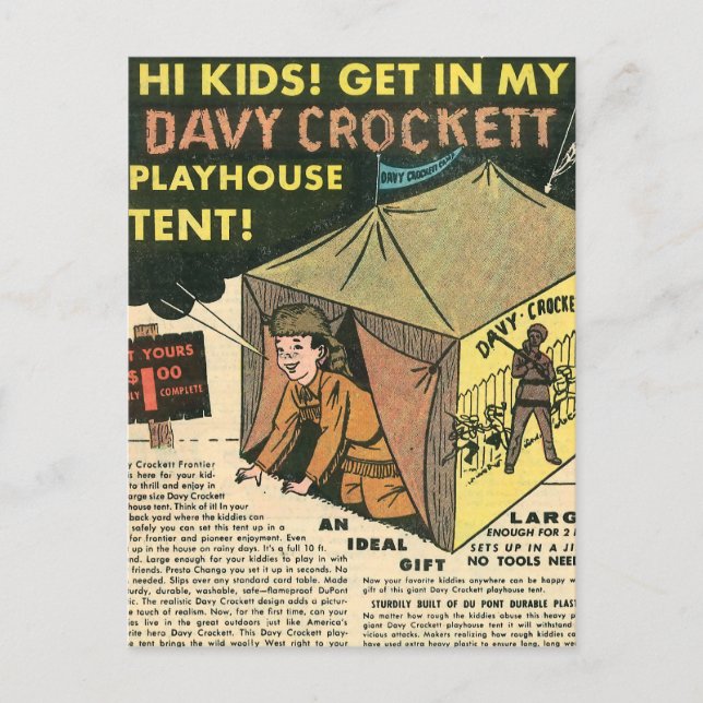 Davy Crockett Playhouse Tent Postcard (Front)