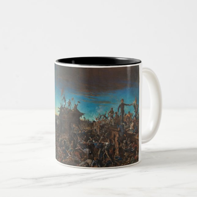 Dawn at the Alamo Two-Tone Coffee Mug (Front Right)