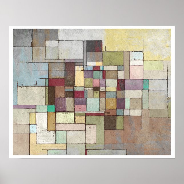 Dawn Beach Lattice Abstract Painting Poster (Front)